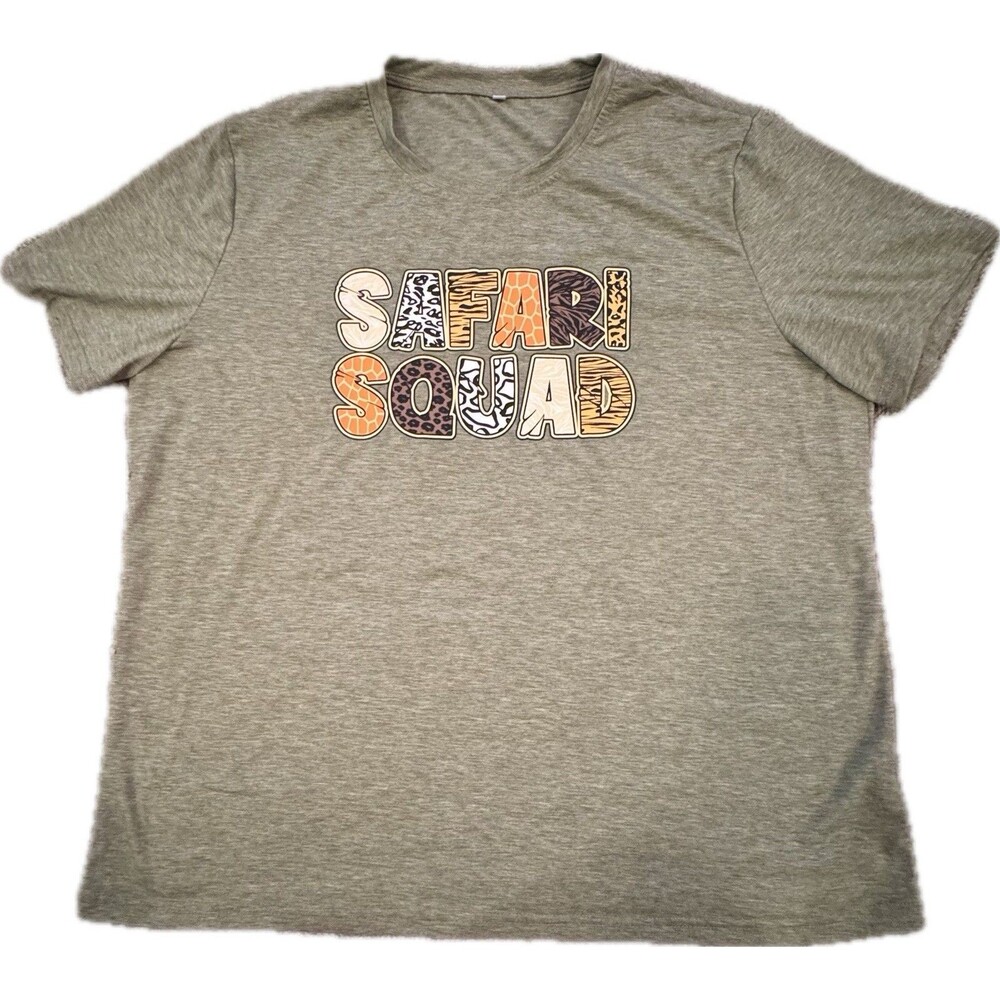 Funny Safari Squad Africa Animal Lovers Zoo Short Sleeve T-shirt Plus Size 2X
